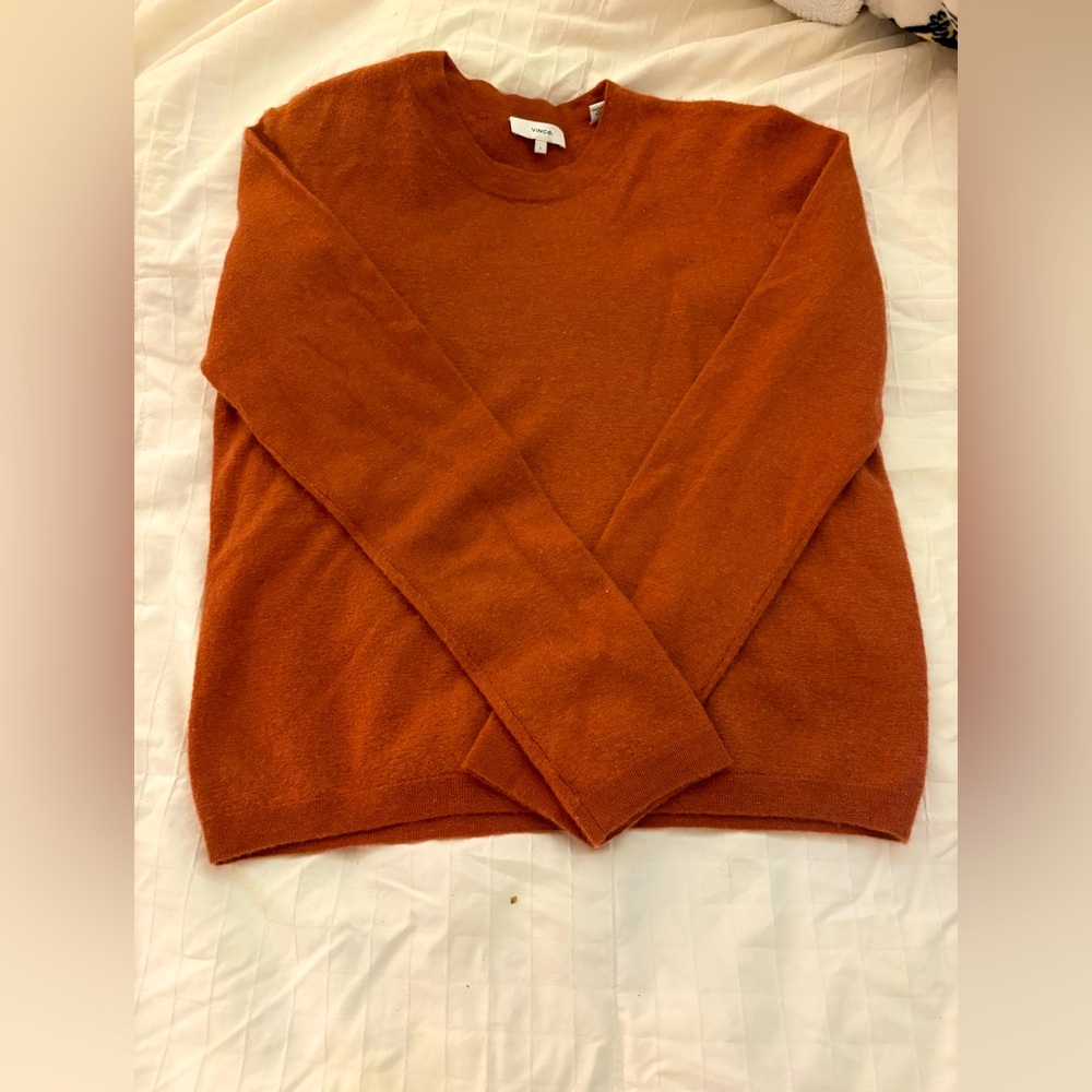 Womens VINCE Burnt Orange CASHMERE Sweater